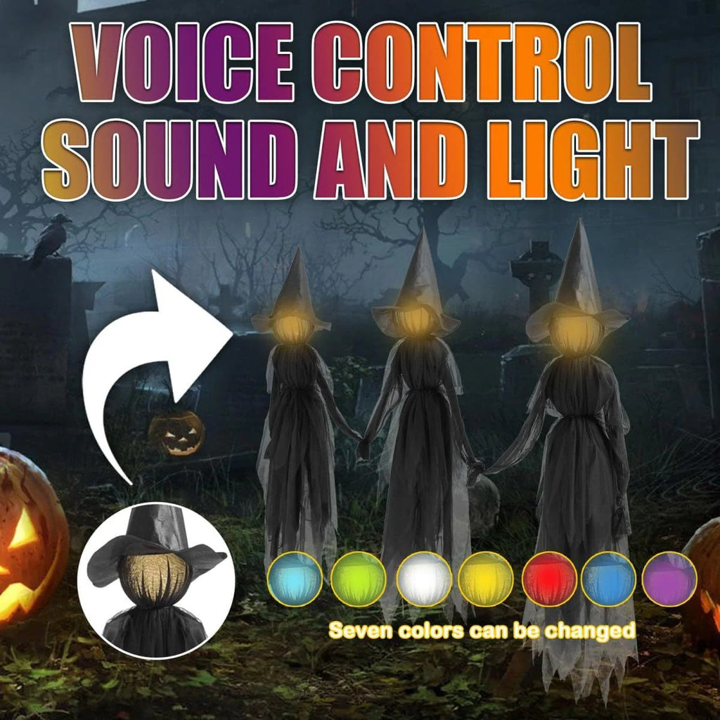 Brujas Colgantes con Luz y Sonido Activado por Voz