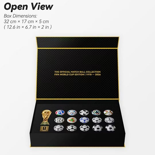 Colección completa de mini balones oficiales de la Copa Mundial de la FIFA 1970-2026 en caja de regalo de lujo con mini trofeo de la Copa Mundial. (Copia)