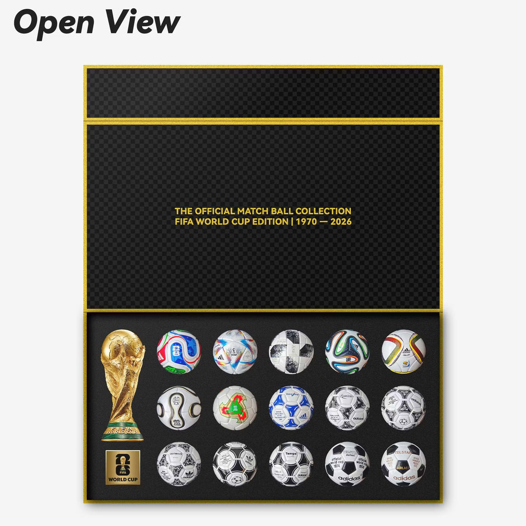 Colección completa de mini balones oficiales de la Copa Mundial de la FIFA 1970-2026 en caja de regalo de lujo con mini trofeo de la Copa Mundial. (Copia)